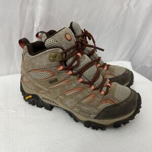 Merrell Moab 2 Mid Boots Womens 7.5 Wide Waterproof Vibram Hiking Bungee Cord